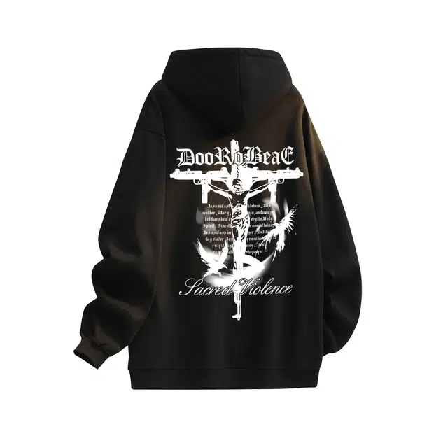 萌芽熊 萌芽熊美式高街朋克上帝之子十字架休闲宽松舒适百搭精选个性高级户外运动日常通勤潮流时尚长袖连帽卫衣 男女同款