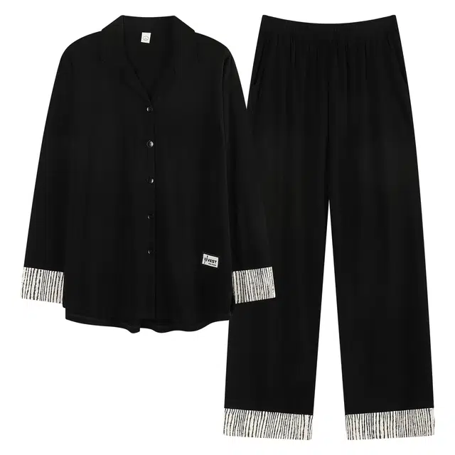 俏薇妮 春秋款舒适简约透气软糯亲肤高级家居服睡衣套装 女款