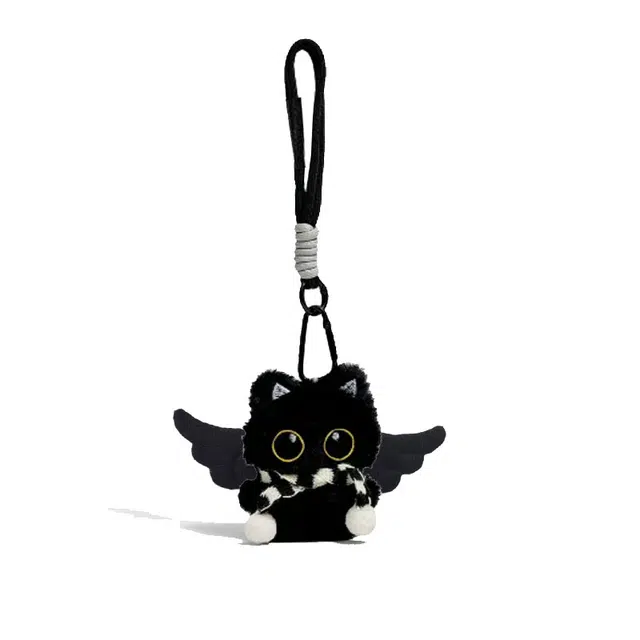 卡莱茵 小煤球猫咪围脖翅膀创意公仔  潮流软萌百搭 小书包背包挂饰 #好运 毛绒 挂件 男女同款情侣款