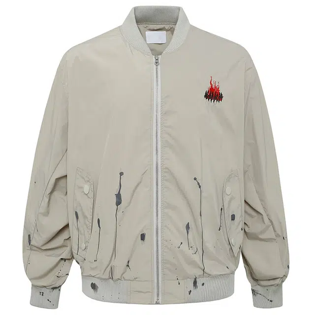 拾个壹先生 美式复古重磅高街泼墨小众痞帅宽松休闲百搭设计感外套夹克 男女同款