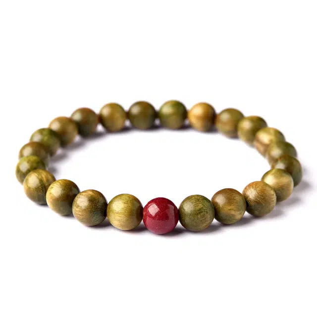 岁月静好 红豆寄相思 相思豆甜蜜恋爱转运招财 洪福齐天新中式国潮复古 财源广进#好运 绿檀 木作手串 男女同款情侣款