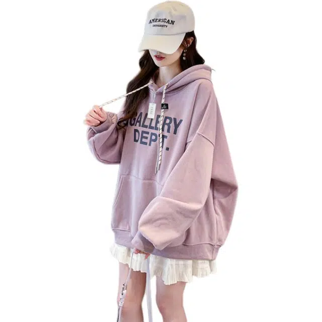 丝絮丝绸 学院风时尚复古宽松百搭大码上衣卫衣 女款