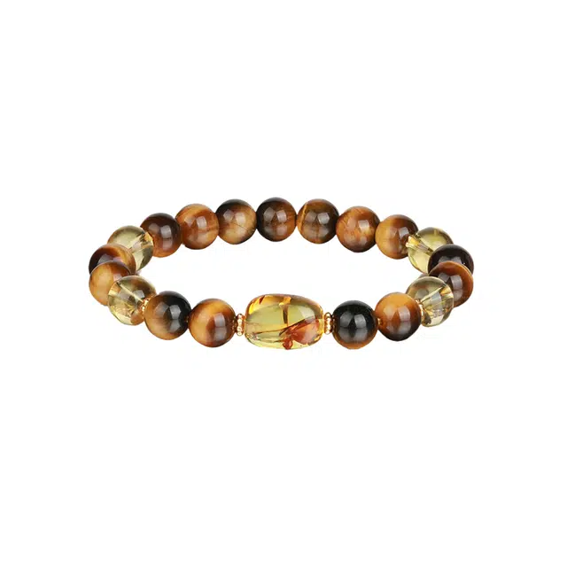 子婳 金虎纳福黄水晶手链银镀金隔珠复古国潮轻奢时尚简约显白气质百搭手饰#好运 虎眼石 手串 女款