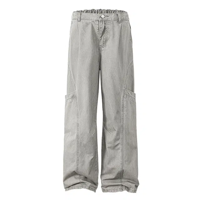 欧路得 美式复古工装裤男生秋季潮牌高街宽松运动阔腿长裤子牛仔裤 男款