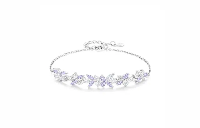 【九离紫火】 牧言 紫藤花开 气质温柔优雅轻奢精致小众浪漫高级感 璀璨爆闪水滴翩翩蝴蝶微笑拼接链手饰 日常约会#好运 合金 手链 女款