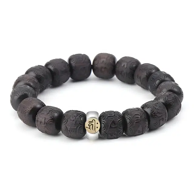 京华录 十二生肖八大守护神 古风霸气雕刻木珠六字箴言手持佛珠盘玩大气 招财纳福八方来财#好运 黑檀 手串 男女同款情侣款