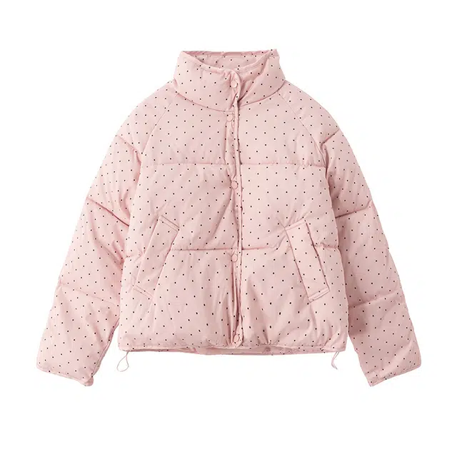思蓓儿 甜美波点韩系冬季短款女宽松学生面包服棉衣外套棉服 女款