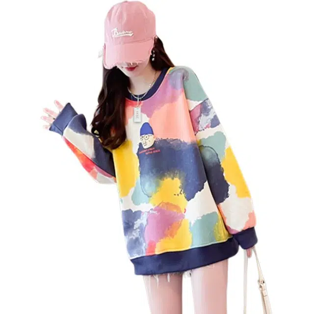 丝絮丝绸 秋季时尚宽松百搭圆领上衣卫衣 女款