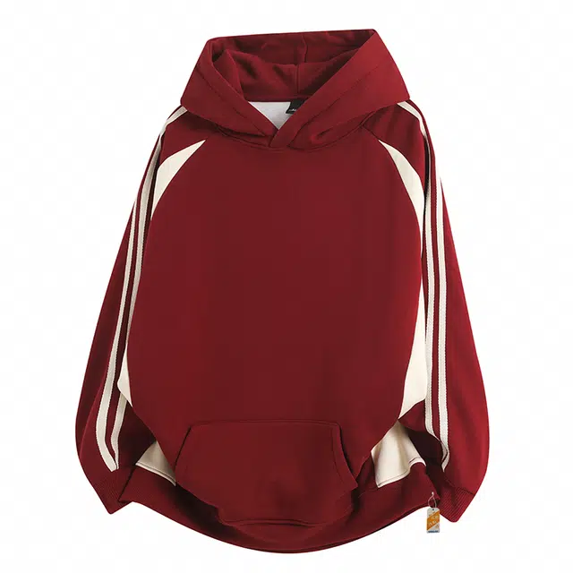 北欧攻略 美式三条杠条纹连帽亲肤柔软拼接秋冬加绒加厚内搭上衣潮牌重磅套头外套卫衣 男女同款