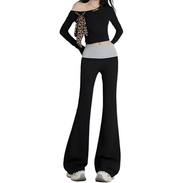 如续 韩系小众设计感拼接撞色假两件瑜伽裤潮流时尚修身百搭舒适休闲裤 女款