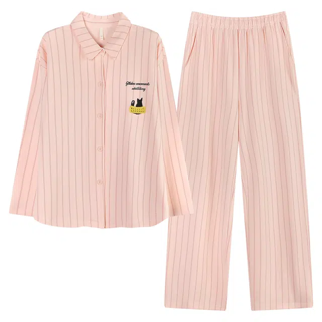 俏薇妮 春秋长袖翻领开衫可爱甜美可外穿家居服睡衣套装 女款