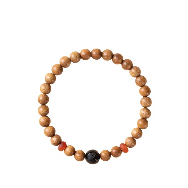 仙园韵 太极自然桃木黑曜石玛瑙女款道家转运文玩手链手饰品#好运 桃木 手串 男女同款情侣款