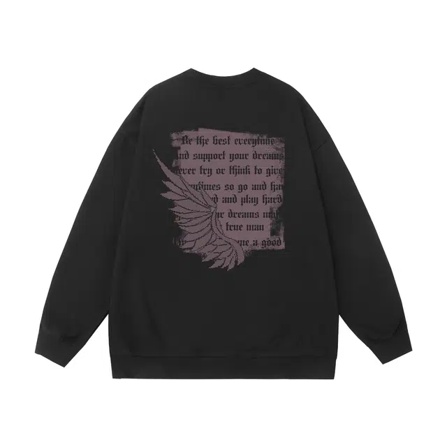 棉基因 早秋嘻哈摇滚学院高街时尚潮牌简约潮男青少年复古男装减龄感通勤高级感韩系穿搭女士基础款无帽打底衫慵懒风女圆领卫衣 男女同款