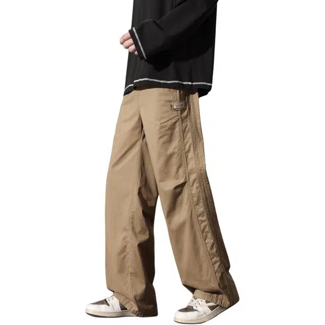 么宁 纯棉简约百搭宽松直筒裤潮流时尚舒适透气户外日常运动休闲裤 男女同款