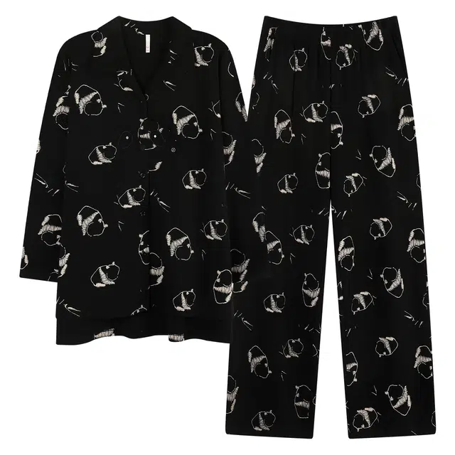 俏薇妮 春秋季简约柔软舒适家居服可外穿睡衣套装 女款