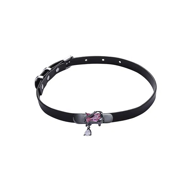 阿葱饰品 暗黑朋克个性摇滚少女皮带项链 甜酷辣妹精致简约锁扣百搭配饰 合金 颈链 女款
