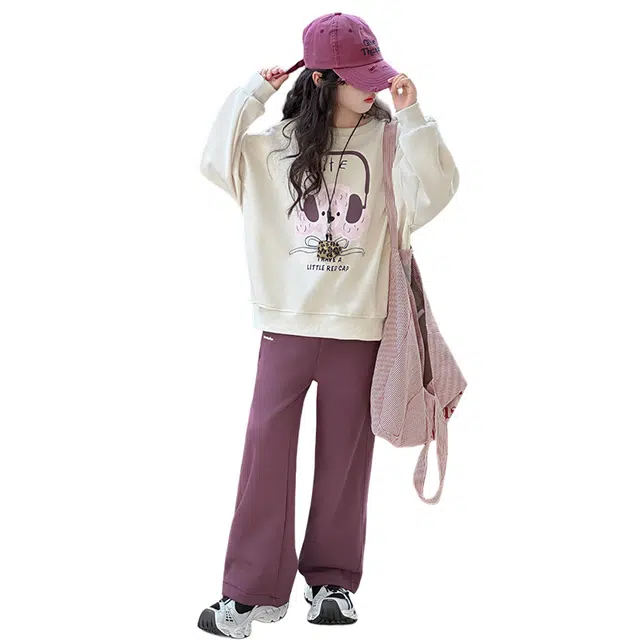 蓝彩何休闲运动套装 女童春秋款韩版卫衣服装中大童洋气时髦儿童网红秋装