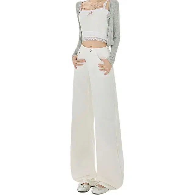 如续 秋冬竹节纹设计休闲时尚百搭通勤直筒显瘦长裤牛仔裤 女款