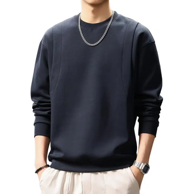 贵色 潮流时尚重磅拼接美式圆领长袖机能风日常出行卫衣 男女同款