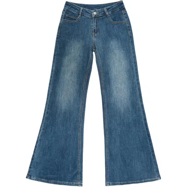 拾籍 时尚百搭低腰微喇裤秋季复古宽松舒适不贴腿直筒喇叭牛仔裤 女款