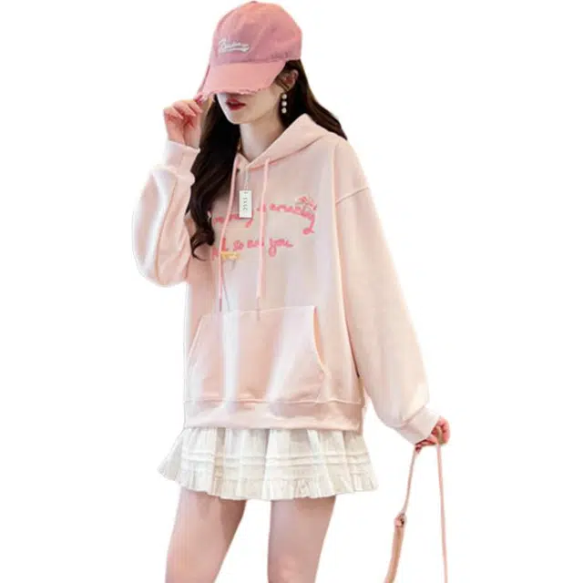 丝絮丝绸 学院风甜美时尚复古宽松百搭上衣卫衣 女款