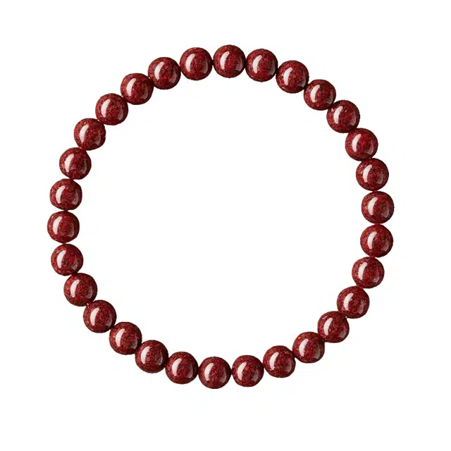 宣华意 【收藏级】新中式国风时尚高端典雅高纯度转运珠原矿晶体砂‘朱’事顺遂 平安纳福#好运 单圈素珠 朱砂 手串 男女同款情侣款