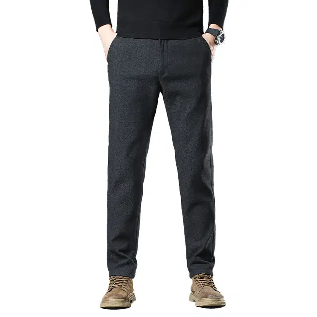 炳盛 高端磨毛商务男士修身直筒秋季潮流中青年长裤休闲裤 男女同款