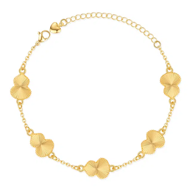 阿葱饰品 碎冰冰金色车花葫芦 福禄双全 新中式国风轻奢小众精致简约时尚个性高级感配饰#好运 合金 手链 女款