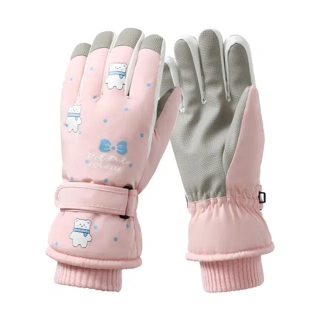 俞兆林 冬季可触屏加绒厚保暖防寒防风防泼水骑行登雪山玩雪东北哈尔滨防冻五指 加厚 滑雪手套 女款