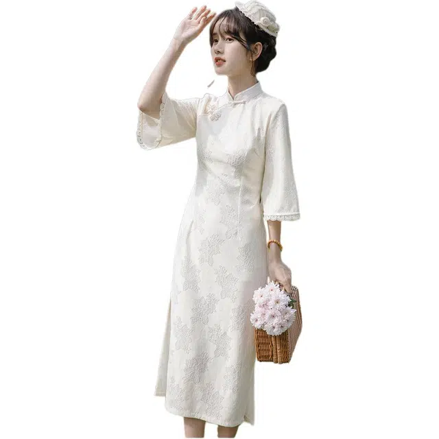 敲模女孩 新中式旗袍女装汉服改良版民国风小洋装禅意素衣穿搭长袖连衣裙 女款