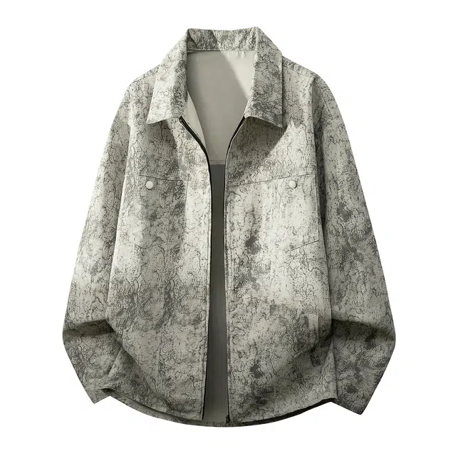 左岸 春秋港风时尚潮流百搭开衫上衣休闲宽松舒适迷彩脏脏印老钱风衬衫外套夹克 男款