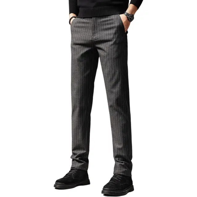 贵色 潮牌时尚高端绅士轻商务通勤设计感条纹潮流舒适修身休闲裤 男女同款