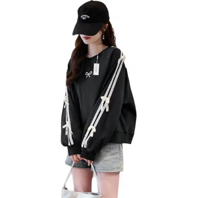 丝絮丝绸 学院风简约慵懒复古宽松薄上衣卫衣 女款