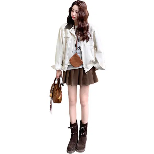 稻草人 时尚复古美式风格简约设计休闲百搭工装夹克牛仔外套 女款