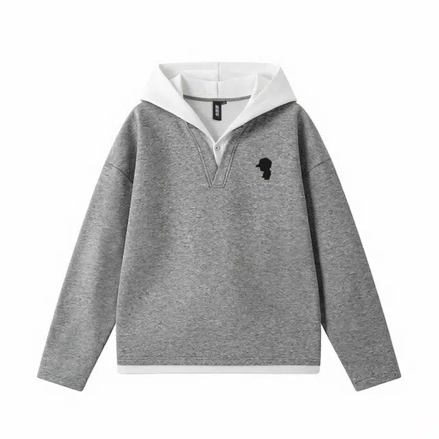 周同学 周杰伦 复古港风高街简约印花宽松休闲设计感假两件百搭通勤亲肤套头连帽长袖卫衣 男女同款