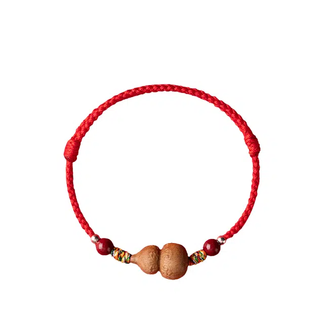 仙园韵 太极自然老桃木葫芦紫金砂编织手绳平安红绳朱砂礼#好运 桃木 手饰 男女同款情侣款