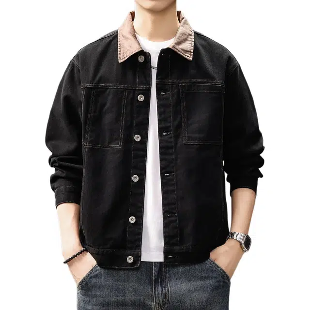 贵色 百搭硬汉风高端美式拼色巴恩风牛仔外套 男女同款