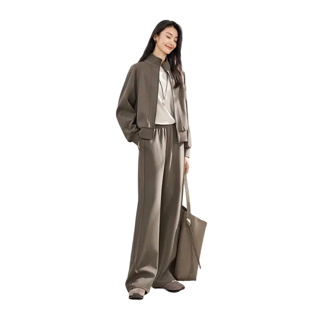 佐塞斯 高端品质运动短外套两件套秋季时尚立领卫衣空气层裤套休闲套装 女款