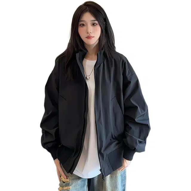 黑马漫画 美式廓形短款外套男秋季潮牌飞行员夹克 男女同款