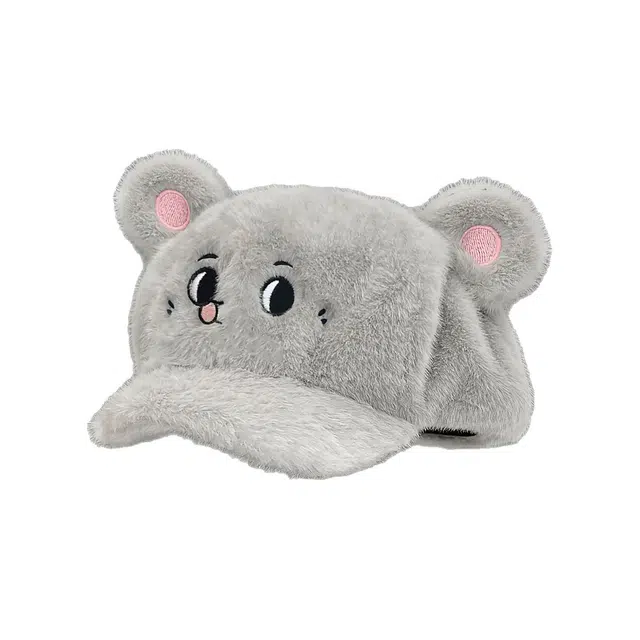 氧气樱桃 可爱灰色耗子大老鼠毛绒八角帽秋冬保暖百搭加厚绒 涤纶 贝雷帽 男女同款情侣款