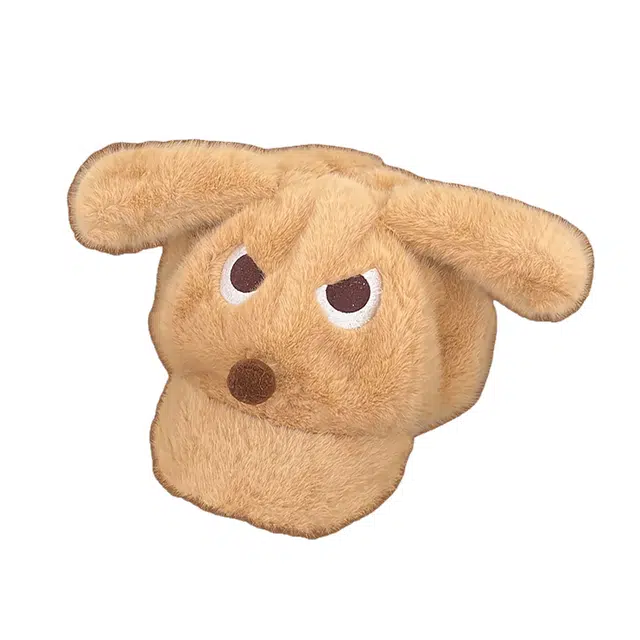 氧气樱桃 愤怒小狗毛绒耳朵可爱卡通绒保暖大头围 涤纶 鸭舌帽 男女同款情侣款