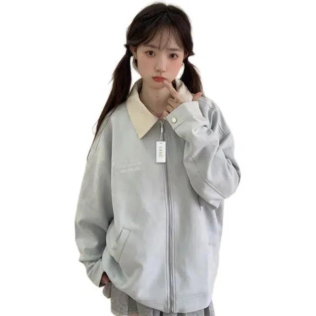 丝絮丝绸 秋季甜美学院风时尚宽松百搭外套夹克 女款