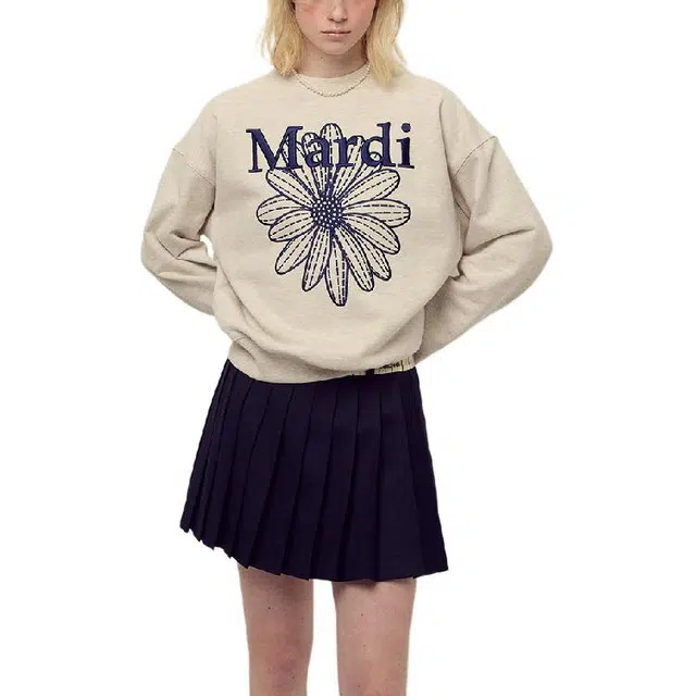 MARDI MERCREDI FW25 SWEATSHIRT FLOWERMARDI NEEDLEWORK_OATMEAL NAVY