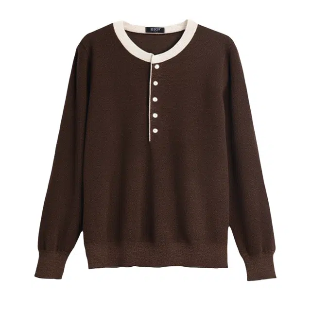 潞优野 复古撞色慵懒松弛感含羊毛上衣女温柔通勤秋季针织衫 女款