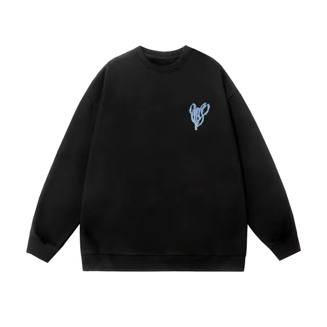 棉基因 早秋街头涂鸦学院高街时尚潮牌简约潮男青少年复古男装减龄感通勤高级感韩系穿搭女士基础款无帽打底衫慵懒风女圆领卫衣 男女同款