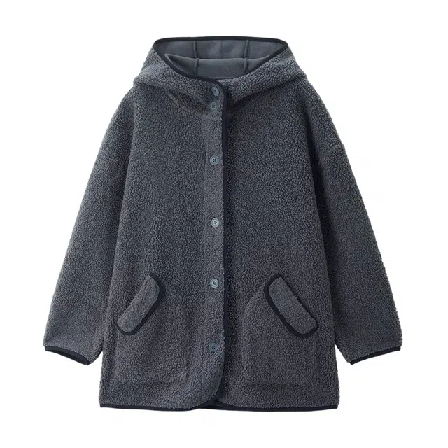 佐丹奴 泰迪绒连帽中长款针织休闲绒感外套 女款