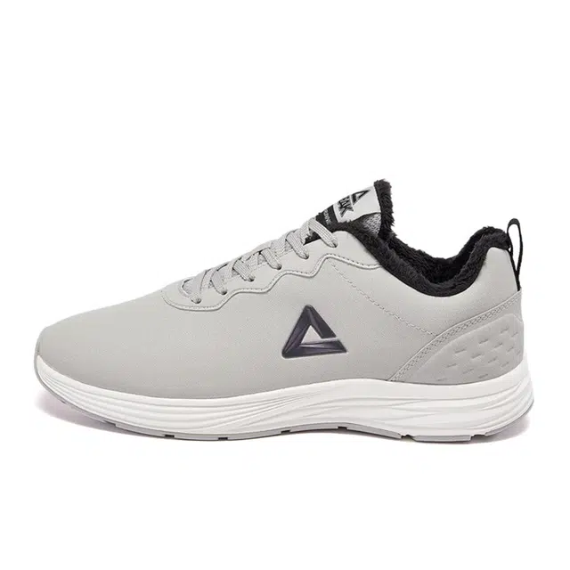 匹克 长绒棉鞋 保暖加绒 防水防滑耐磨减震 低帮跑步鞋 男款 铁灰