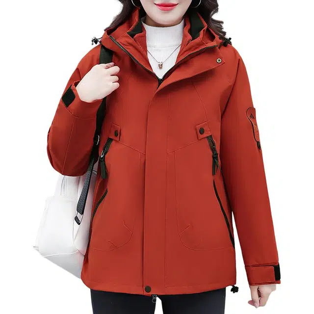 缪斯的诱惑 山系登山服可拆卸加厚石墨烯内胆防风恒温保暖防寒三合一防泼水耐磨冲锋上衣简约休闲时尚纯色百搭软壳衣立领连帽夹克外套 女款