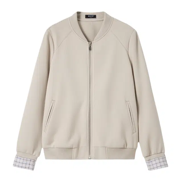 潞优野 高级感时尚休闲格纹袖口仿麂皮绒短外套秋季款棒球服 女款