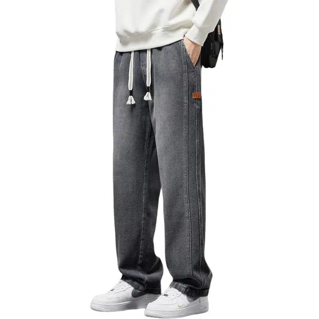 么宁 星空纹美式高街简约百搭设计感宽松直筒裤舒适透气耐穿耐磨个性痞帅牛仔裤 男女同款